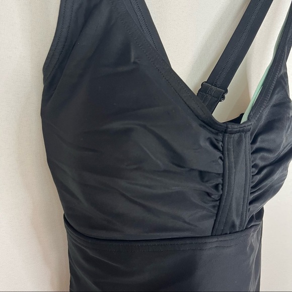 Prana Black Aelyn Ruched Side Adjustable Tankini Swim Top 34D - Picture 4 of 9